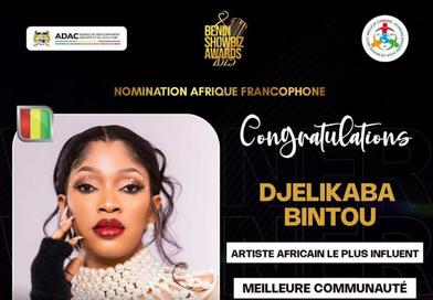 Bénin Showbiz Awards 2026 : Djelikaba Bintou couronnée artiste francophone la plus influente, sa fanbase également primée...