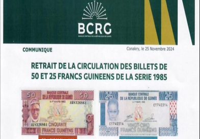 BCRG : Retrait des billets de 50 et 25 francs guinéens de la série 1985 (communiqué)...