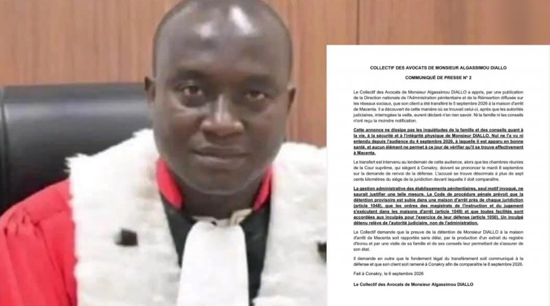 Affaire Algassimou Diallo : ses avocats exigent des garanties sur son transfert à Macenta