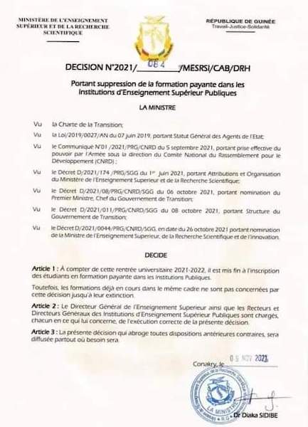 education-fin-formations-payantes dans les institutions publiques