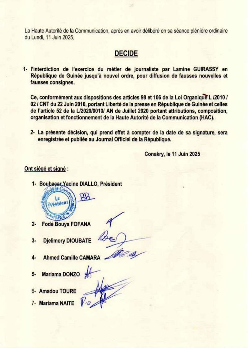 La HAC suspend Lamine Guirassy pour diffusion de fausse information