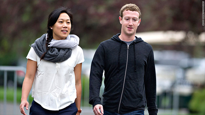 Mark Zuckerberg et son épouse Priscilla Chan