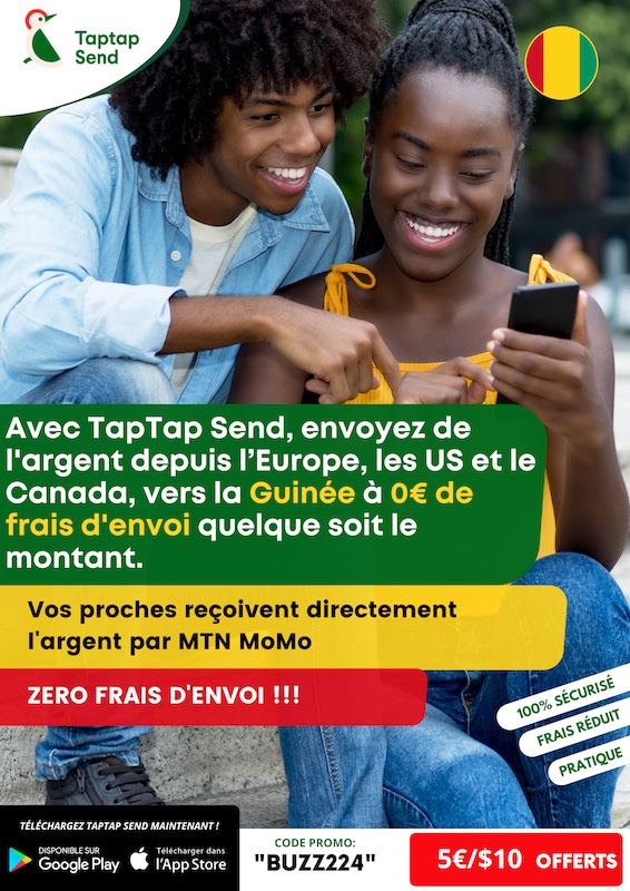 Tap tap Send , transfert d'argent avec 0 frais vers la Guinée